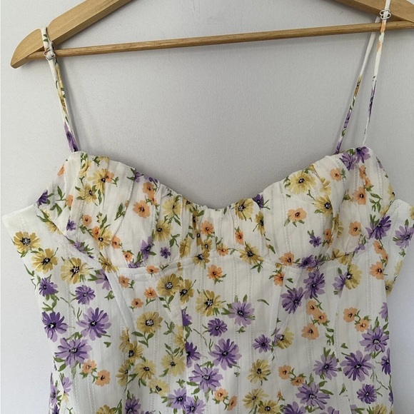 Zara Floral Mini Bodice Dress Size XL BNWT Strappy Summer - Picture 6 of 9